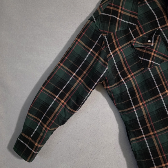 Ely Cattleman Mens Western Plaid Quilted Flannel Shacket Snap Button Size XXL - Picture 7 of 10